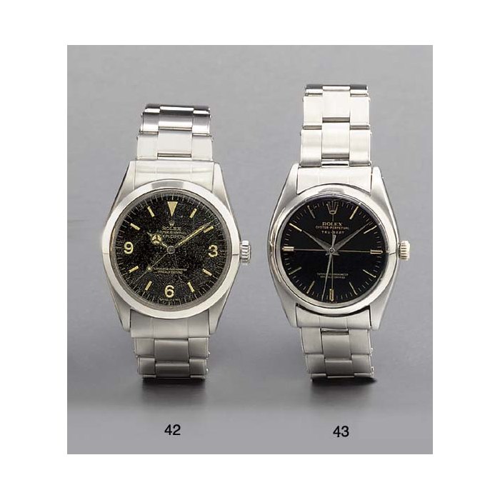 Rolex. A stainless steel self-winding water-resistant wristwatch with jump seconds and bracelet SIGNED ROLEX, OYSTER PERPETUAL, TRU-BEAT, REF. 6556, CIRCA 1956
