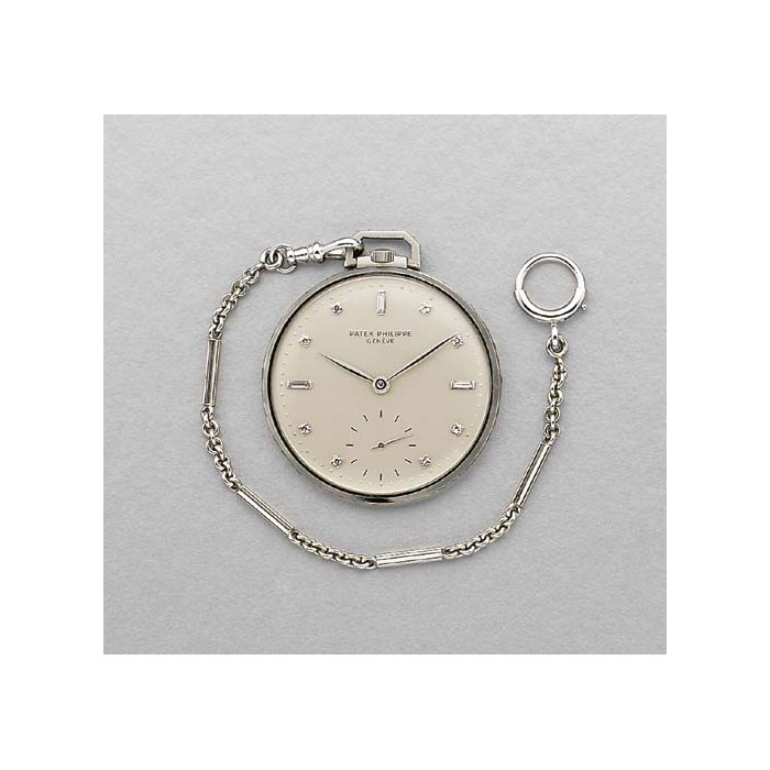 Patek Philippe. A fine and rare platinum and diamond-set openface keyless lever dress watch SIGNED PATEK PHILIPPE, GENEVE, MOVEMENT NO. 892131, CASE NO. 685038, REF. 600/4, CIRCA 1954