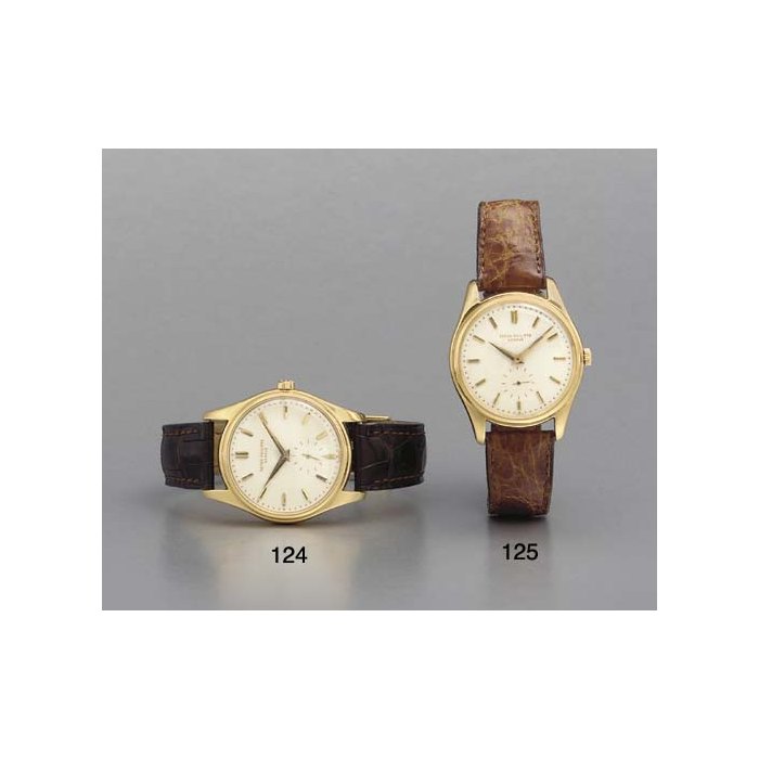 Patek Philippe. A fine 18K gold self-winding water-resistant wristwatch with enamel dial SIGNED PATEK PHILIPPE, GENEVE, MOVEMENT NO. 763050, CASE NO. 694821, REF. 2526, CIRCA 1956