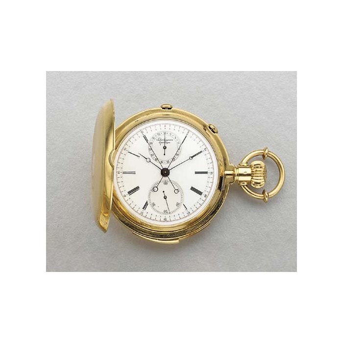 Jules Jurgensen. An 18K gold hunter case minute repeating split-second chronograph keyless lever watch SIGNED JULES JURGENSEN, COPENHAGEN, NO. 15128, CIRCA 1890