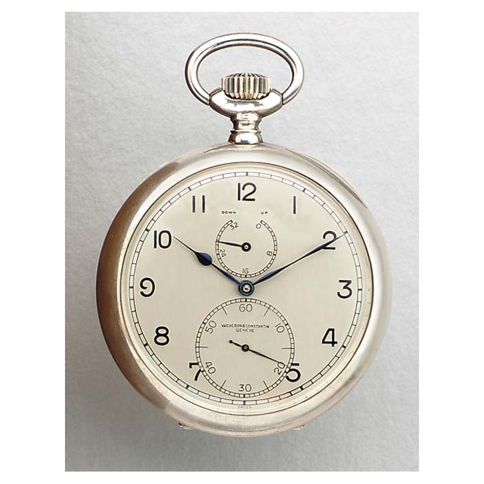 Vacheron & Constantin. A fine sterling silver openface keyless lever deckwatch with up and down indicator SIGNED VACHERON & CONSTANTIN, GENEVE, MOVEMENT NO. 452050, CASE NO. 284763, CIRCA 1944