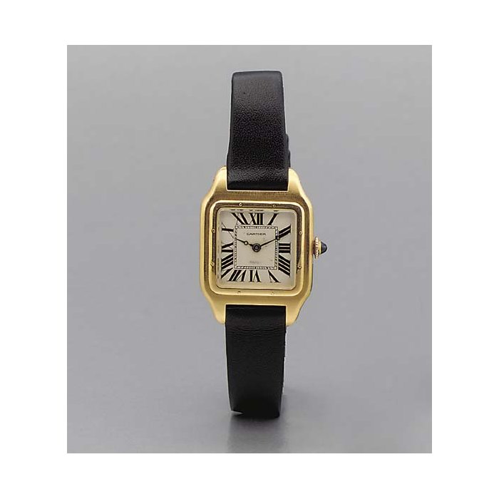 Cartier. A fine 18K gold square-shaped wristwatch SIGNED CARTIER, SANTOS MODEL, CIRCA 1945