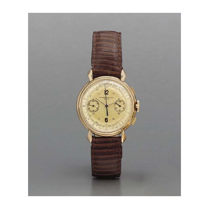 Vacheron & Constantin. A fine and rare 18K pink gold chronograph wristwatch with two-tone dial SIGNED VACHERON & CONSTANTIN, GENEVE, MOVEMENT NO. 128721, CASE NO. 294241, CIRCA 1935
