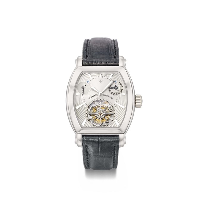 VACHERON CONSTANTIN. A FINE, RARE AND LARGE PLATINUM TONNEAU-SHAPED TOURBILLON WRISTWATCH WITH DATE AND POWER RESERVE SIGNED VACHERON CONSTANTIN, GENEVE, MALTE MODEL, NO. 15, REF. 30066, MOVEMENT NO. 5'161'323, CASE NO. 1'136'657, MANUFACTURED IN 2007