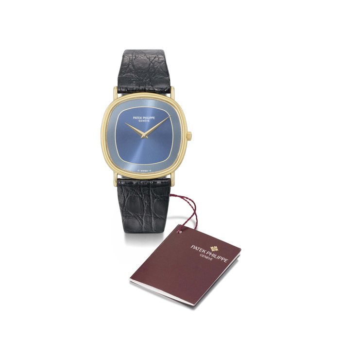 Patek Philippe. A fine cushion-shaped automatic wristwatch with two-tone blue dial SIGNED PATEK PHILIPPE, GENÈVE, ELLIPSE MODEL, REF. 3862, MOVEMENT NO. 1'191'205, CASE NO. 2'779'492, MANUFACTURED IN 1978