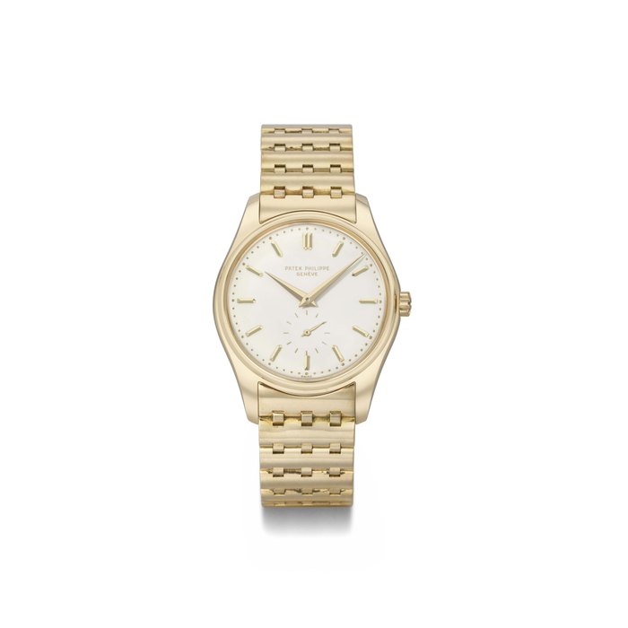 Patek Philippe. A fine and rare 18K gold automatic wristwatch with enamel dial and bracelet SIGNED PATEK PHILIPPE, GENÈVE, REF. 2526, MOVEMENT NO. 761'503, CASE NO. 687'223, MANUFACTURED IN 1954