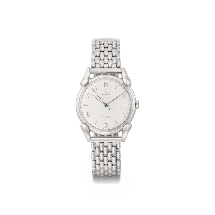 Rolex. A rare and attractive stainless steel wristwatch with sweep centre seconds and bracelet SIGNED ROLEX, PRECISION, REF. 4560, CASE NO. 480'285, MANUFACTURED IN 1947