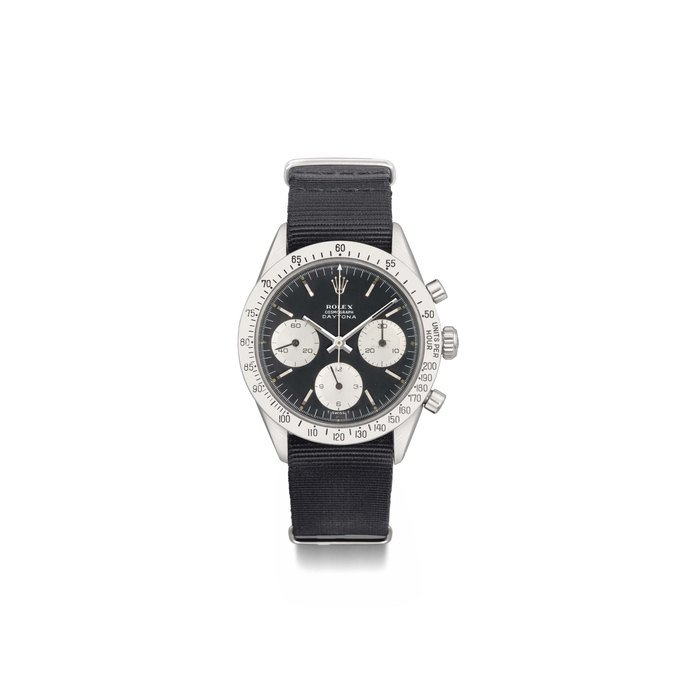 Rolex Rolex. A stainless steel chronograph wristwatch with black dial SIGNED ROLEX, COSMOGRAPH DAYTONA, REF. 6239, CASE NO. 1'695'684, MANUFACTURED IN 1967 · 6239