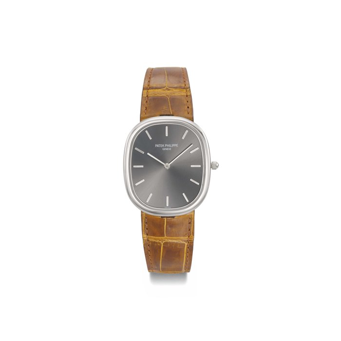 Patek Philippe. A fine and large 18K white gold automatic oval wristwatch SIGNED PATEK PHILIPPE, GENÈVE, GOLDEN ELLIPSE MODEL, REF. 3738/100, MOVEMENT NO. 1'208'202, CASE NO. 4'291'936, MANUFACTURED IN 2005