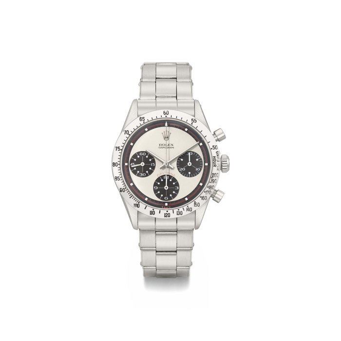 Rolex Rolex. A very rare and unusual stainless steel chronograph wristwatch with non-luminous dial and hands, ebony-coloured subsidiary dials, bracelet and original box SIGNED ROLEX, COSMOGRAPH, DAYTONA, REF. 6239, CASE NO. 1'958'421, MANUFACTURED IN 1969 · 6239