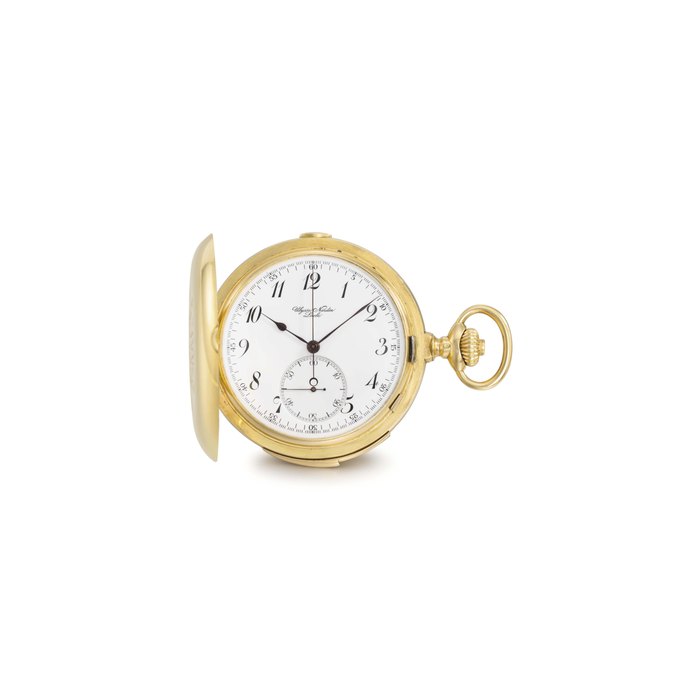Ulysse Nardin. A fine and large 18K gold hunter case quarter repeating keyless lever chronograph watch SIGNED ULYSSE NARDIN, LOCLE, NO. 15'156, CIRCA 1900