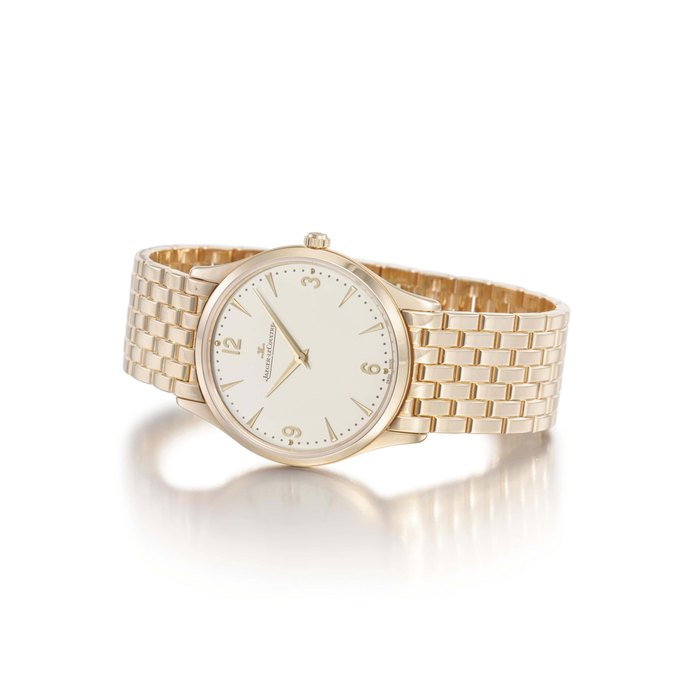 Jaeger-LeCoultre. A large and ultra thin 18K pink gold wristwatch with bracelet, original certificate and box SIGNED JAEGER-LECOULTRE, MASTER ULTRA THIN 38 MODEL, REF. 172.2.79.S, MOVEMENT NO. 3644121, CASE NO. 2520466, MANUFACTURED IN 2010