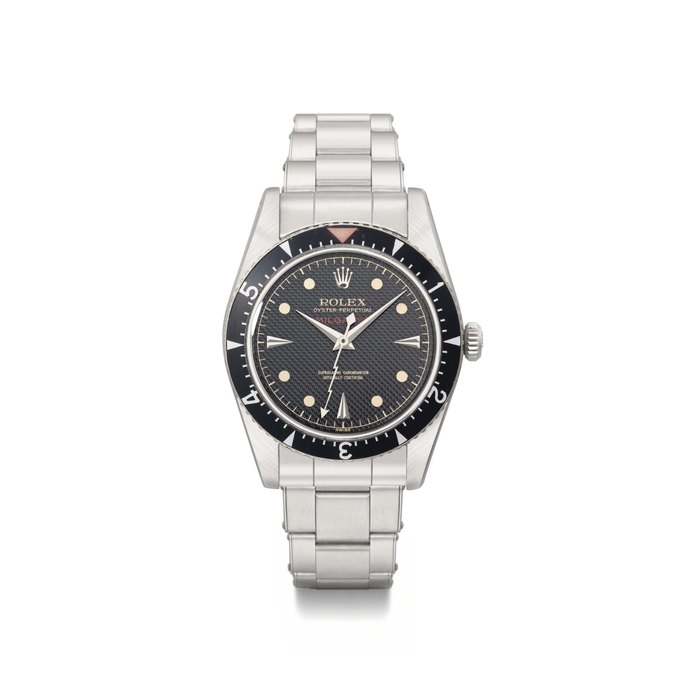 Rolex. A rare and attractive stainless steel automatic anti-magnetic wristwatch with black honeycomb dial, sweep centre seconds and bracelet SIGNED ROLEX, OYSTER PERPETUAL, MILGAUSS, REF. 6541, CASE NO. 412'047, CIRCA 1958