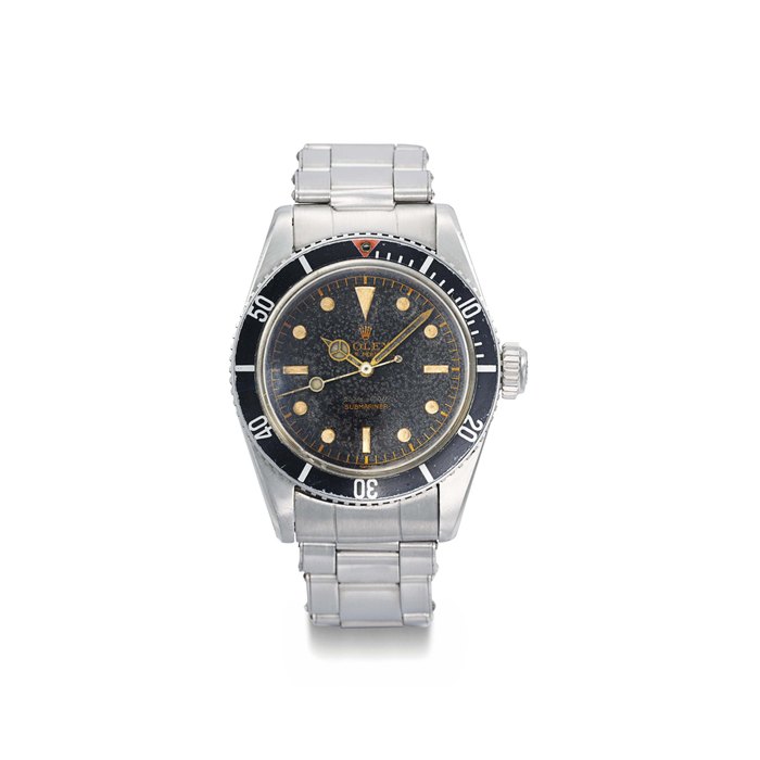 Rolex. A very fine and rare stainless steel automatic wristwatch with sweep centre seconds and bracelet SIGNED ROLEX, OYSTER PERPETUAL, 200M=660FT, SUBMARINER, REF. 5510, CASE NO. 361'946, CIRCA 1958