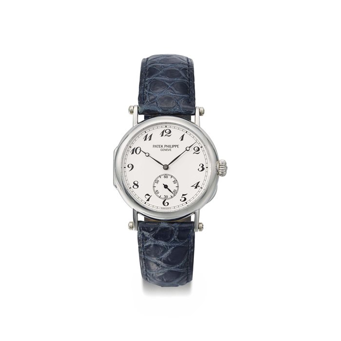 Patek Philippe. A fine and rare 18K white gold limited edition Officier wristwatch SIGNED PATEK PHILIPPE, GENÈVE, OFFICIER MODEL, REF. 3960, MOVEMENT NO. 769'342, CASE NO. 2'864'254, MANUFACTURED IN 1989