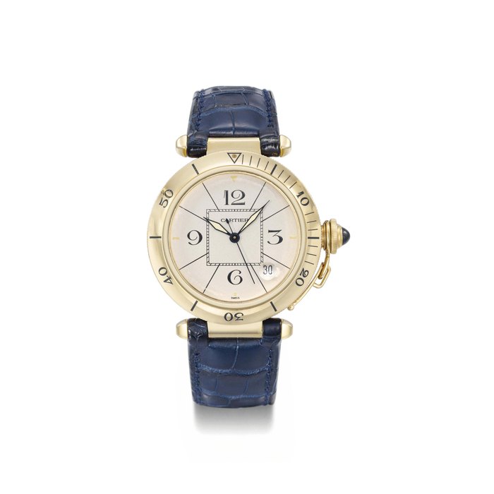 Cartier. An 18K gold automatic wristwatch with sweep centre seconds and date SIGNED CARTIER, PASHA DE CARTIER, CASE NOS. 1988, 1647 AND 820'903, CIRCA 2000