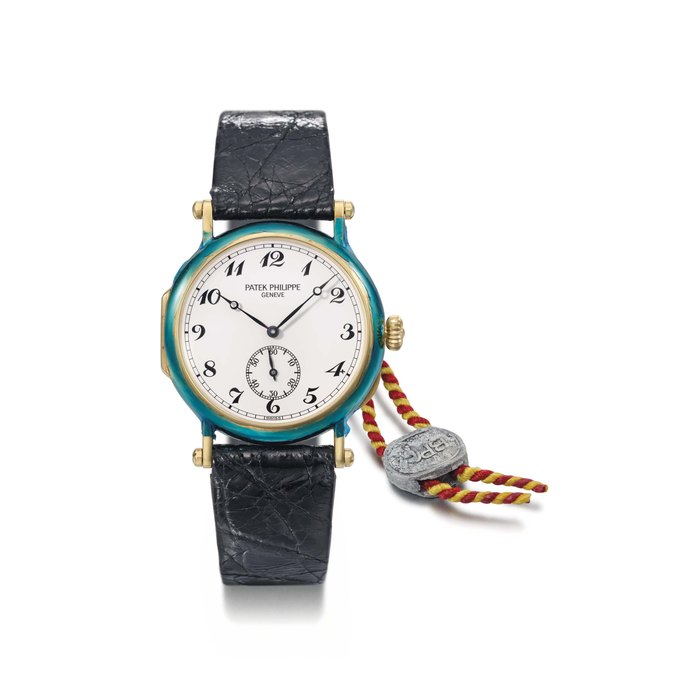 Patek Philippe. A fine and rare 18K gold limited edition Officier wristwatch with enamel dial, original certificate and box SIGNED PATEK PHILIPPE, GENEVE, OFFICIER MODEL, REF. 3960, MOVEMENT NO. 768'527, MANUFACTURED IN 1989