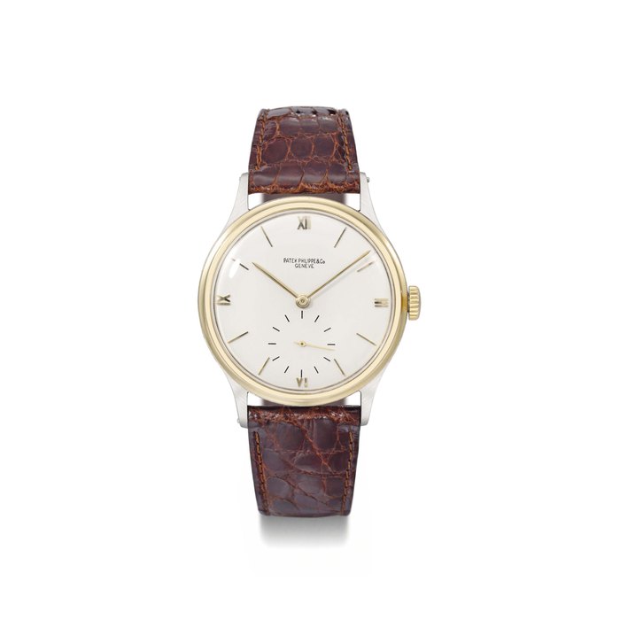 Patek Philippe. A very attractive, rare and large 18K gold and stainless steel wristwatch SIGNED PATEK PHILIPPE & CO, GENÈVE, CALATRAVA MODEL, REF. 530, MOVEMENT NO. 923'151, CASE NO. 507'802, MANUFACTURED IN 1943