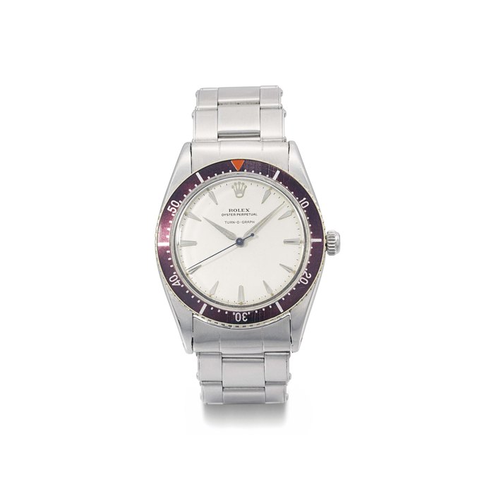 Rolex. A rare stainless steel automatic wristwatch with sweep centre seconds and bracelet SIGNED ROLEX, OYSTER PERPETUAL, TURN-O-GRAPH, REF. 6202, CASE NO. 949'928, CIRCA 1954