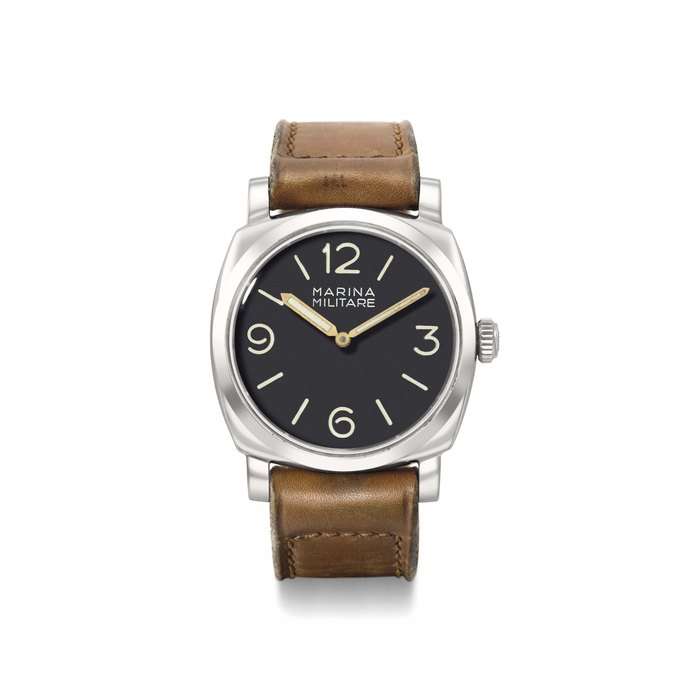 Rolex made for Officine Panerai. A very fine, rare and large stainless steel cushion-shaped diver's wristwatch SIGNED ROLEX, MARINA MILITARE, REF. 6152-1, CASE NO. 124'516, CIRCA 1955