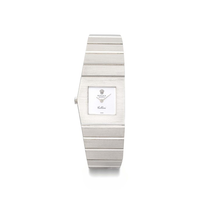 Rolex. A heavy and unusual 18K gold asymmetrical wristwatch with bracelet SIGNED ROLEX, GENÈVE, QUEEN MIDAS, NO. 2894, REF. 4313, CASE NO. 4'276'779, MANUFACTURED IN 1977