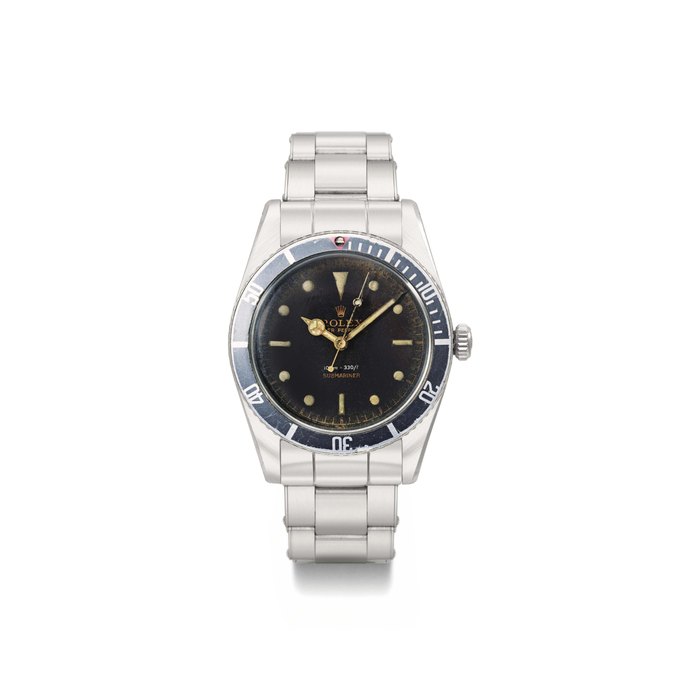 Rolex. A fine and rare stainless steel automatic diver's wristwatch with sweep centre seconds and bracelet SIGNED ROLEX, OYSTER PERPETUAL, 100M=330FT, SUBMARINER, REF. 5508, MOVEMENT NO. 400'096, CIRCA 1960