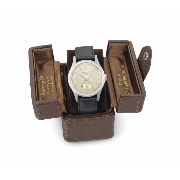 Patek Philippe. A rare and elegant stainless steel wristwatch SIGNED PATEK PHILIPPE, GENÈVE, RETAILED BY FRECCERO, REF. 565, MOVEMENT NO. 723'300, CASE NO. 661'183, MANUFACTURED IN 1954