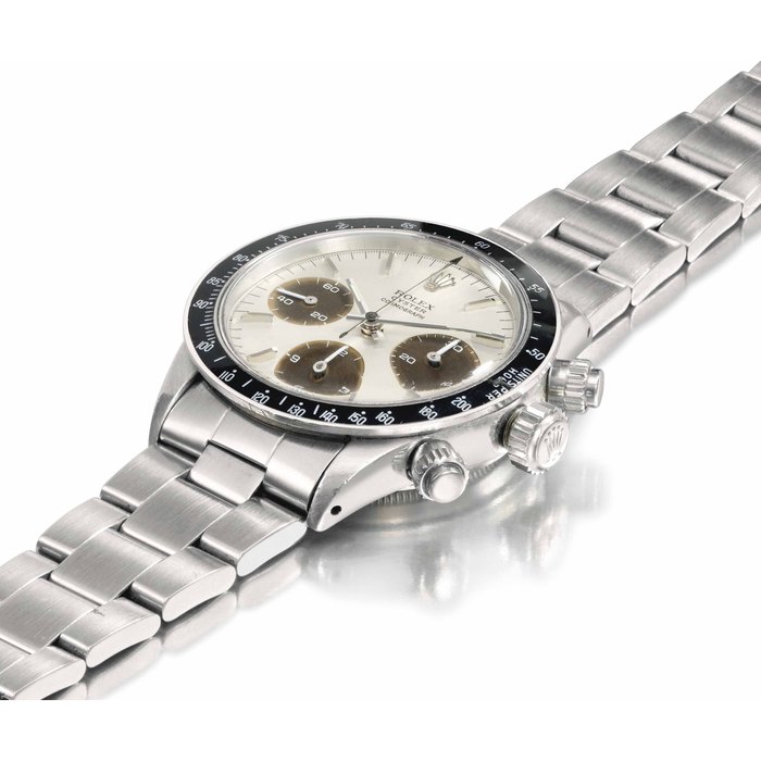 Rolex. A very rare and highly attractive stainless steel chronograph wristwatch with "tropical" subsidiary dials and bracelet SIGNED ROLEX, OYSTER COSMOGRAPH, REF. 6263, CASE NO. 2'849'335, MANUFACTURED IN 1971