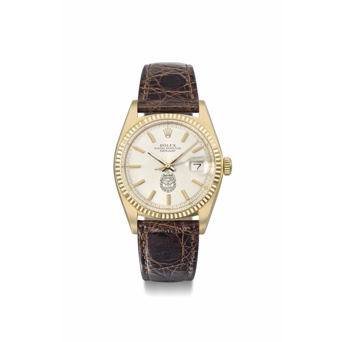 Rolex. A fine 18K gold automatic wristwatch with sweep centre seconds and date SIGNED ROLEX, OYSTER PERPETUAL, DATEJUST, REF. 1601, CASE NO. 3'431'370, CIRCA 1972