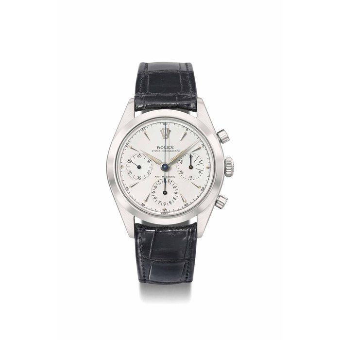 Rolex. A rare stainless steel chronograph wristwatch SIGNED ROLEX, OYSTER CHRONOGRAPH, ANTI-MAGNETIC, REF. 6238, CASE NO. 866'448, MANUFACTURED IN 1962