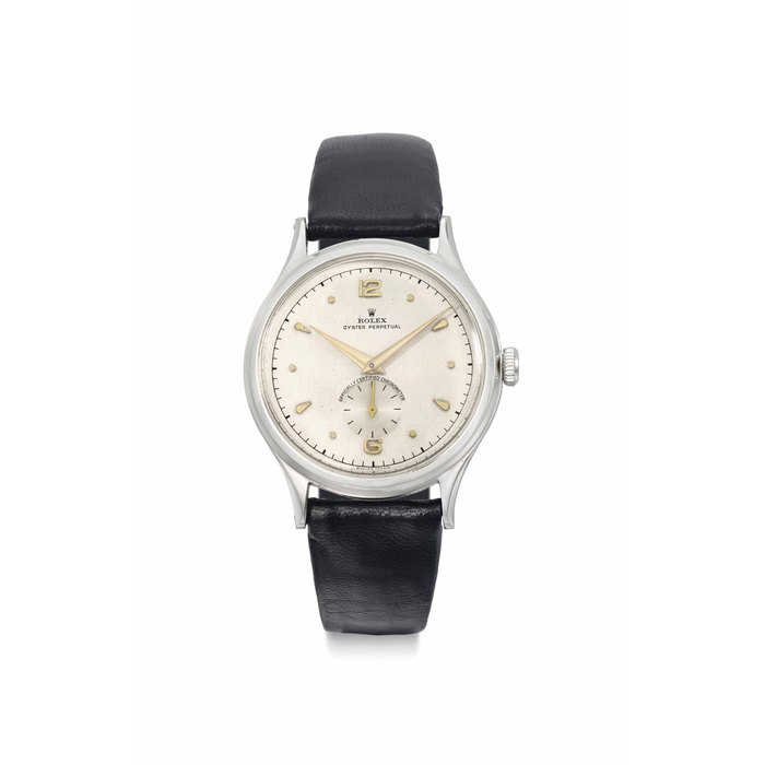 Rolex. An attractive and very rare stainless steel automatic wristwatch SIGNED ROLEX, OYSTER PERPETUAL, REF. 4242, CASE NO. 247'407, CIRCA 1943