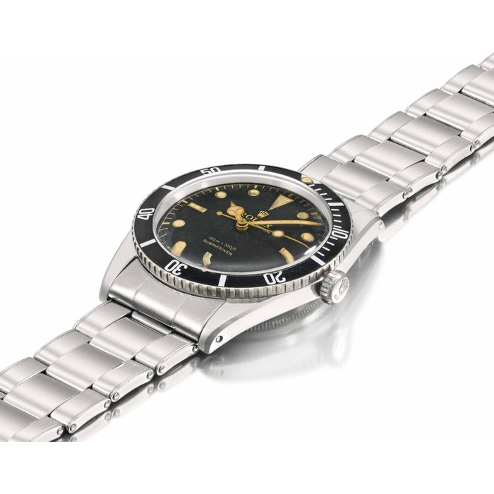 Rolex. An attractive and rare stainless steel automatic wristwatch with sweep centre seconds and bracelet SIGNED ROLEX, OYSTER PERPETUAL, 100M=330FT, SUBMARINER, REF. 6536-1, CASE NO. 155'630, MANUFACTURED IN 1956