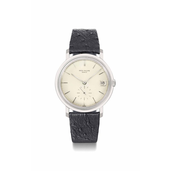 Patek Philippe. A fine and rare 18K white gold automatic wristwatch with date. SIGNED PATEK PHILIPPE, GENEVE, REF. 3445, MOVEMENT NO. 1'123'188, CASE NO. 318'152, MANUFACTURED IN 1965