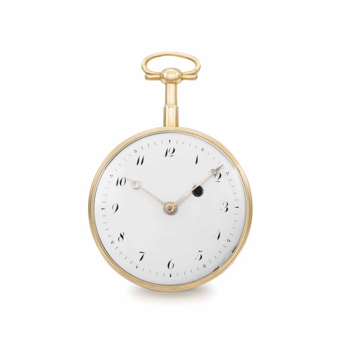 Anon. A rare and early 18K pink gold openface minute repeating verge watch UNSIGNED, NO. 1556, CIRCA 1800