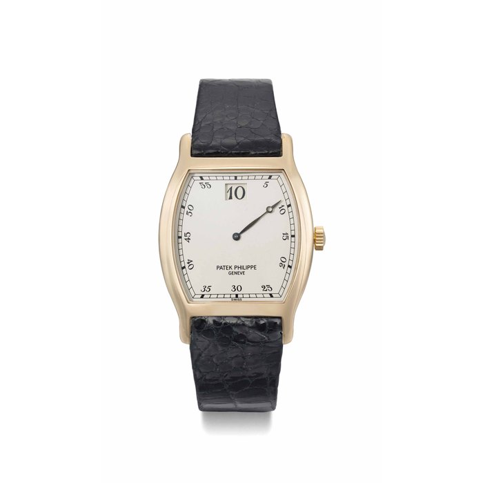 Patek Philippe. A fine limited edition 18k pink gold jump hour wristwatch made to commemorate the company 150th Anniversary SIGNED PATEK PHILIPPE, GENÈVE, REF. 3969, MOVEMENT NO. 752'785, CASE NO. 2'864'698, MANUFACTURED IN 1989