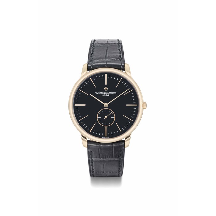 Vacheron Constantin. A fine, large and elegant limited edition 18K pink gold wristwatch with black dial SIGNED VACHERON CONSTANTIN, GENÈVE, PATRIMONY MODEL, REF. 91180, NO. 200, MOVEMENT NO. 884'885, CASE NO. 815'317, MANUFACTURED IN 2005