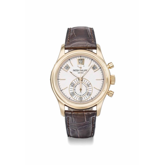 Patek Philippe. A fine, rare and large 18K pink gold automatic annual calendar chronograph wristwatch with power reserve, day and night indication and original certificate SIGNED PATEK PHILIPPE, GENÈVE, REF. 5960, MOVEMENT NO. 5'597'193, CASE NO. 4'569'241, MANUFACTURED IN 2013