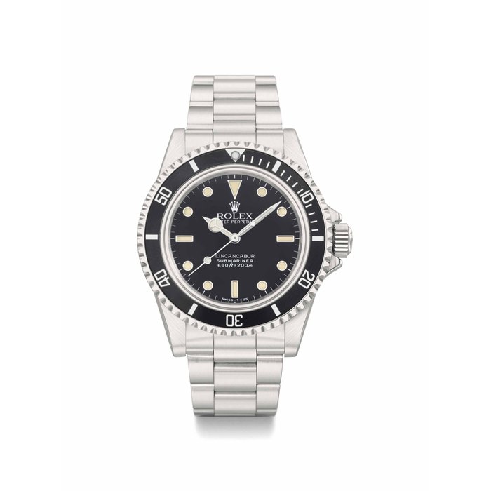Rolex. A very rare stainless steel automatic wristwatch, Lincancabur 1984 Charles F. Brush Expedition Leader Presented by Rolex SIGNED ROLEX, REF. 5513, OYSTER PERPETUAL, LINCANCABUR, SUBMARINER, 200M=660FT, CASE NO. 8'141'833, CIRCA 1983