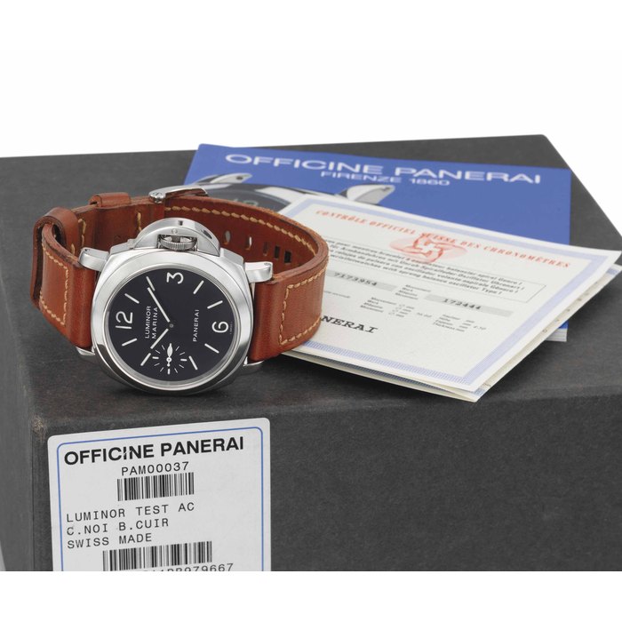 Panerai. A large and very rare stainless steel wristwatch with chronometer certificate and box SIGNED PANERAI, LUMINOR MARINA, REF. OP 6511 PAM00037, CASE NO. BB979'667, MANUFACTURED IN 1999