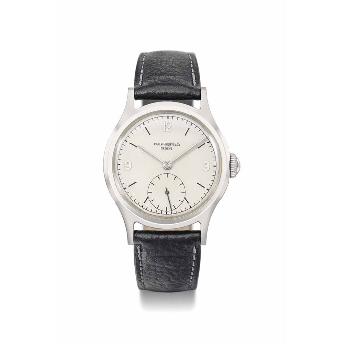 PATEK PHILIPPE. A FINE AND RARE STAINLESS STEEL WRISTWATCH SIGNED PATEK PHILIPPE & CO., GENÈVE, REF. 565, MOVEMENT NO. 963'311, CASE NO. 648'582, MANUFACTURED IN 1948