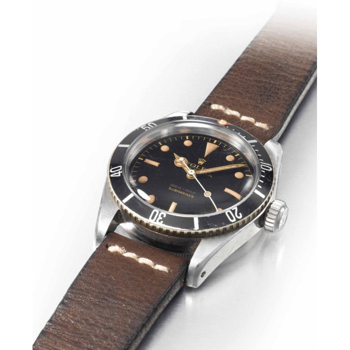 Rolex. A very fine and extremely rare stainless steel automatic wristwatch with sweep centre seconds, bracelet and "Rolex Oyster Case" engraved case back SIGNED ROLEX, OYSTER PERPETUAL, 200M=660FT, SUBMARINER, REF. 5510, CASE NO. 367'898, MANUFACTURED IN 1958