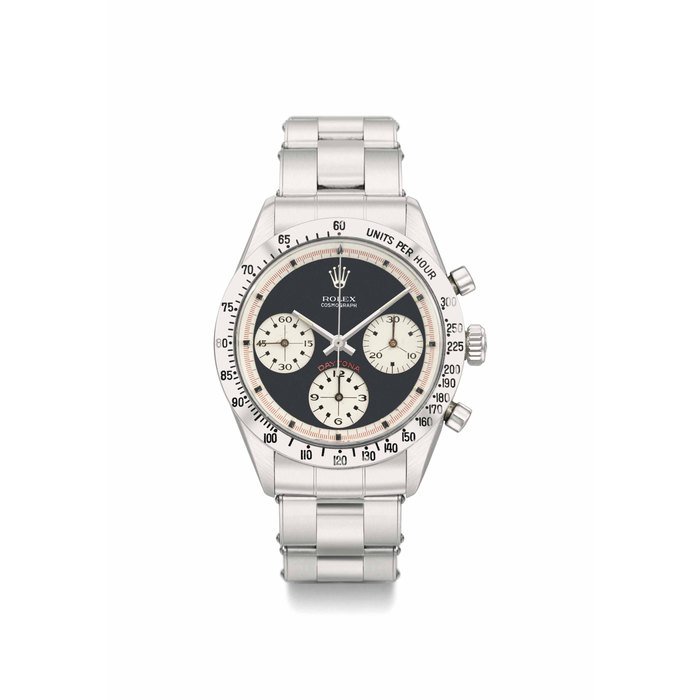 Rolex Rolex. A fine and rare stainless steel chronograph wristwatch with black dial and bracelet SIGNED ROLEX, COSMOGRAPH, DAYTONA, PAUL NEWMAN MODEL, REF. 6239, CASE NO. 1'626'373, CIRCA 1967 · 6239