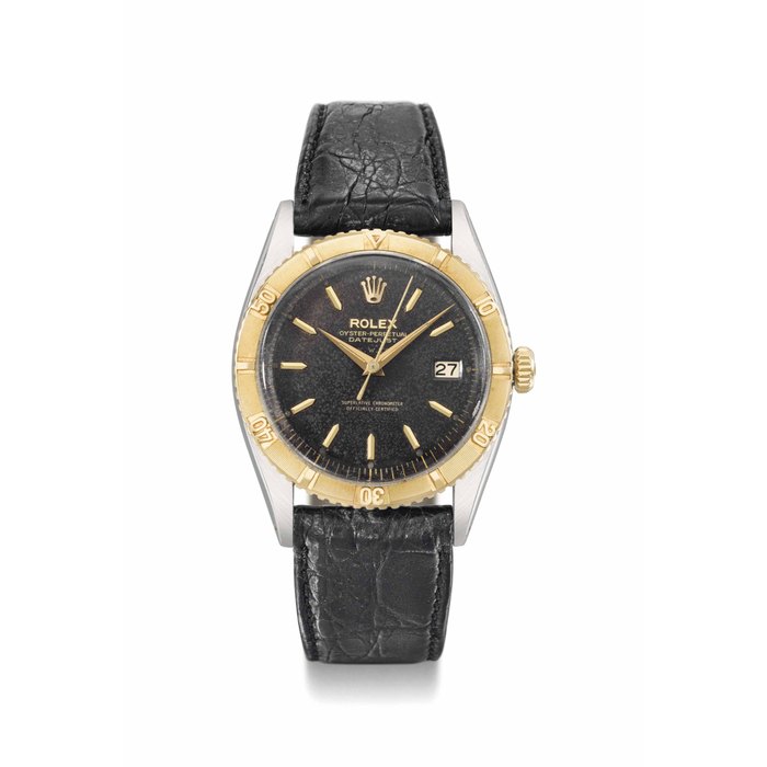 Rolex. A fine and rare stainless steel and gold wristwatch with sweep centre seconds, date and "Thunderbird" bezel SIGNED ROLEX, OYSTER PERPETUAL, DATEJUST, RETAILED BY K. W. C°, REF. 6609, CASE NO. 280'130, CIRCA 1957