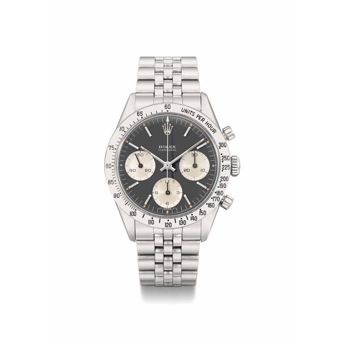 Rolex Rolex. An early and very rare chronograph wristwatch with brushed bezel and bracelet, made for the American market SIGNED ROLEX, COSMOGRAPH, REF. 6239, CASE NO. 1'090'412, CIRCA 1964 · 6239