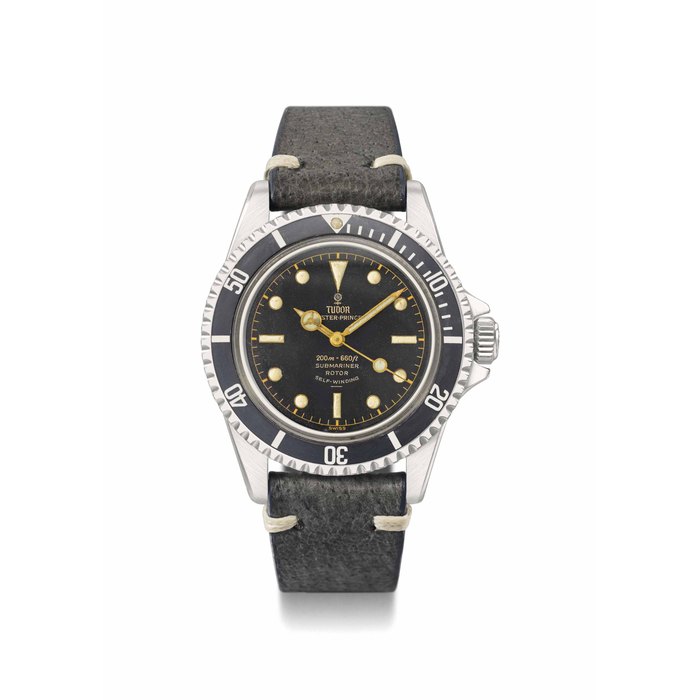 Tudor. A rare stainless steel automatic wristwatch with sweep centre seconds, black gloss underline dial and pointed crown guards SIGNED TUDOR, OYSTER PRINCE SUBMARINER, 200M=660FT, ROTOR SELF-WINDING, REF. 7928, CASE NO. 399'795, CIRCA 1963