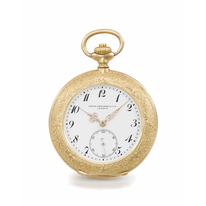 Patek Philippe. A very fine, rare and attractive 18K gold pair case keyless lever Cabriolet watch SIGNED PATEK PHILIPPE & CIE., GENÈVE, MOVEMENT NO. 117'813, CASE NO. 265'001, MANUFACTURED IN 1901