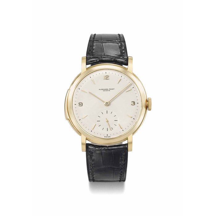 Audemars Piguet Audemars Piguet. An exceptionally fine, rare and large 18K gold minute repeating wristwatch SIGNED AUDEMARS PIGUET, GENÈVE, NO. 8712, REFERENCE 5528, SOLD IN 1951, Price & Market Data