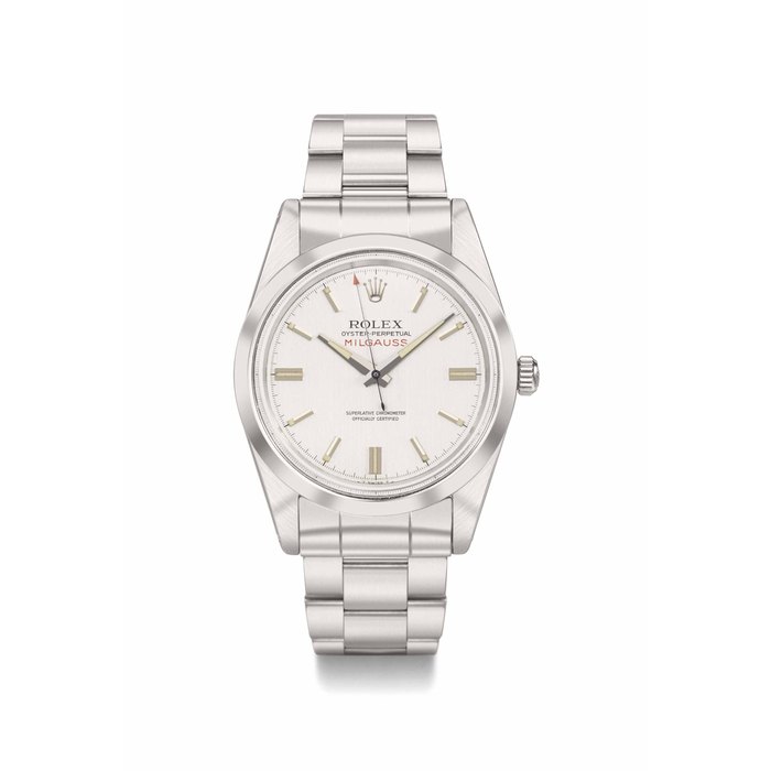 Rolex. A fine stainless steel automatic anti-magnetic wristwatch with sweep centre seconds and bracelet SIGNED ROLEX, OYSTER PERPETUAL, MILGAUSS, REF. 1019, CASE NO. 2'555'282, CIRCA 1970
