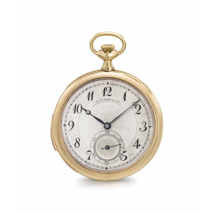 Audemars Piguet, made for Tiffany & Co. A fine and slim 18K gold openface minute repeating keyless lever dress watch CASE AND MOVEMENT WITH AUDEMARS PIGUET'S SERIAL NO. 9'705, DIAL SIGNED TIFFANY & CO., MANUFACTURED IN 1905
