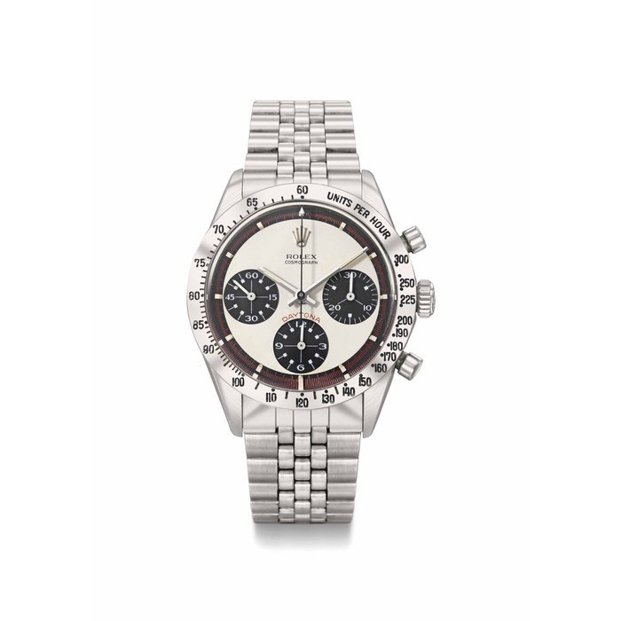 Rolex Rolex. A very fine and rare stainless steel chronograph wristwatch with Paul Newman dial and bracelet SIGNED ROLEX, CHRONOGRAPH, DAYTONA, PAUL NEWMAN MODEL, REF. 6239, CASE NO. 1'782'209, CIRCA 1968 · 6239